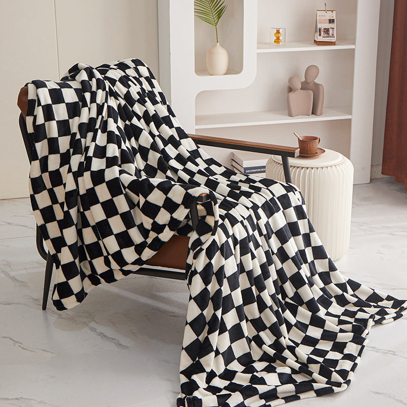 Printed Plaid Flannel Thickened Blanket