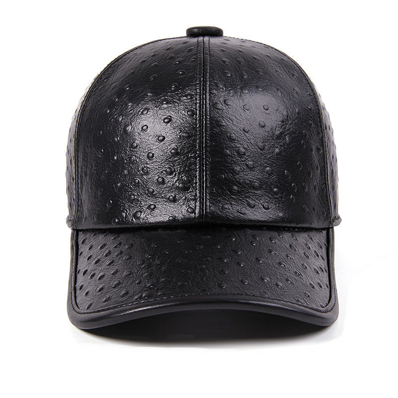 Casquette de baseball en cuir de vachette motif autruche chaude pour hommes