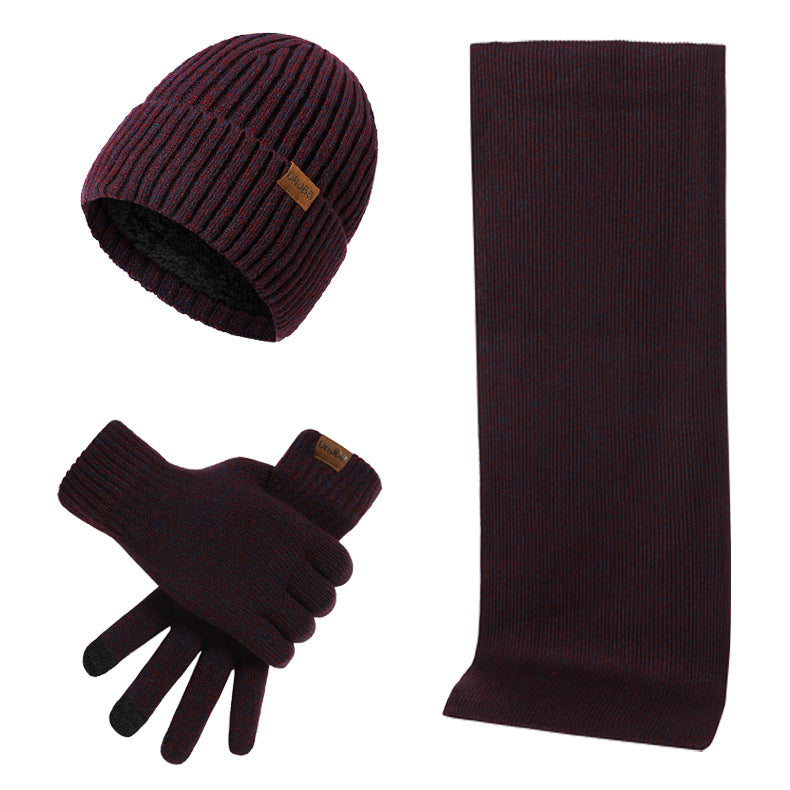Ensemble Bonnet Tricoté Thermique, Écharpe et Gants Trois Pièces