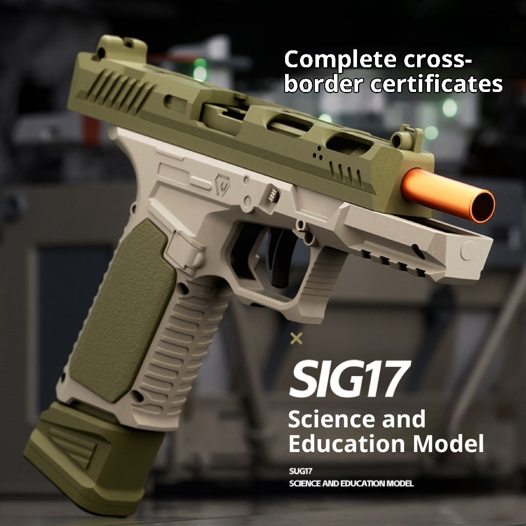 Cross-border Children's Toy Gun Soft Bullet SIG17 Glock Automatic Continuous Hair Throwing Shell Model Replica Gun Cap Gun