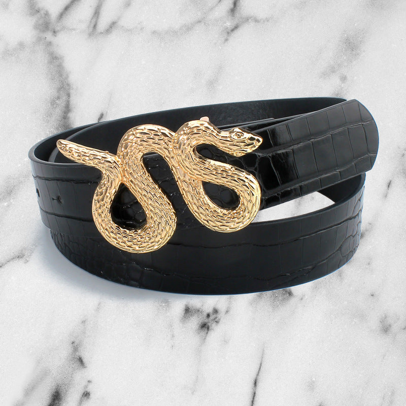 European And American Style Snake-shaped Buckle Belt Women