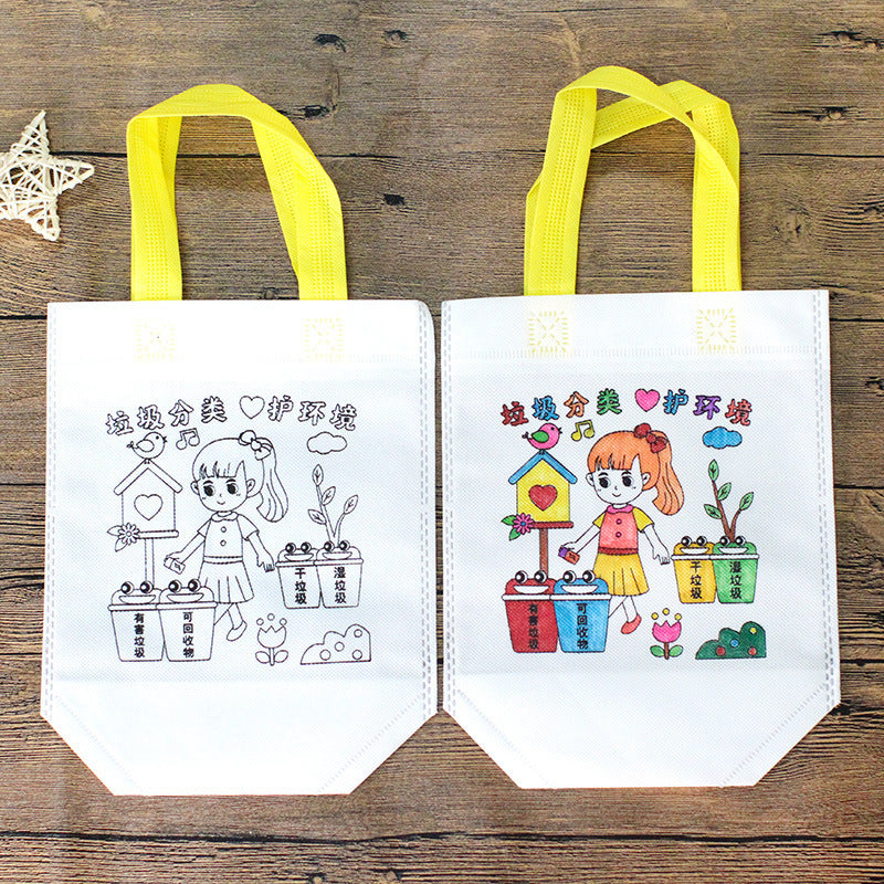 Non-woven Children's Hand-painting And Coloring Graffiti Bag