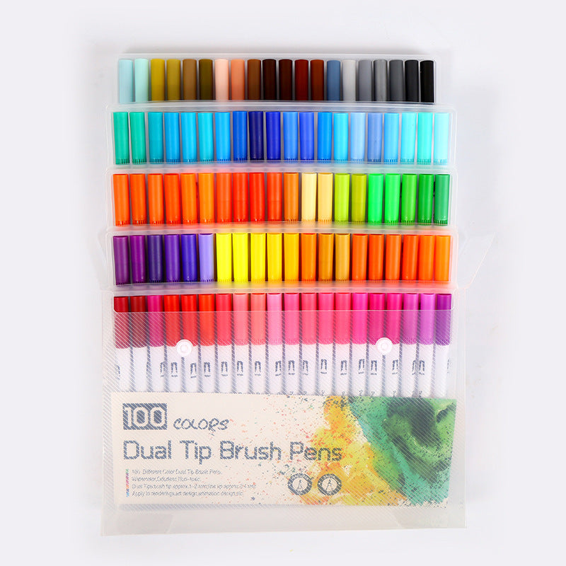 Ensemble de stylos aquarelle double-pointe Marqueurs de couleur Stylo à crochet doux pour peinture