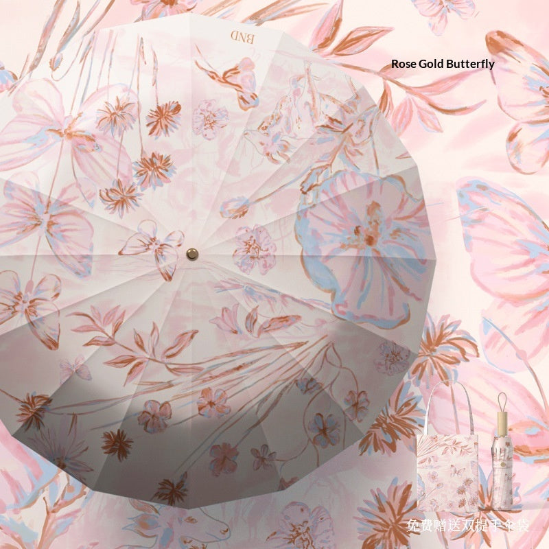 32-Rib New Chinese-Style Vintage Folding Umbrella For Sun And Rain