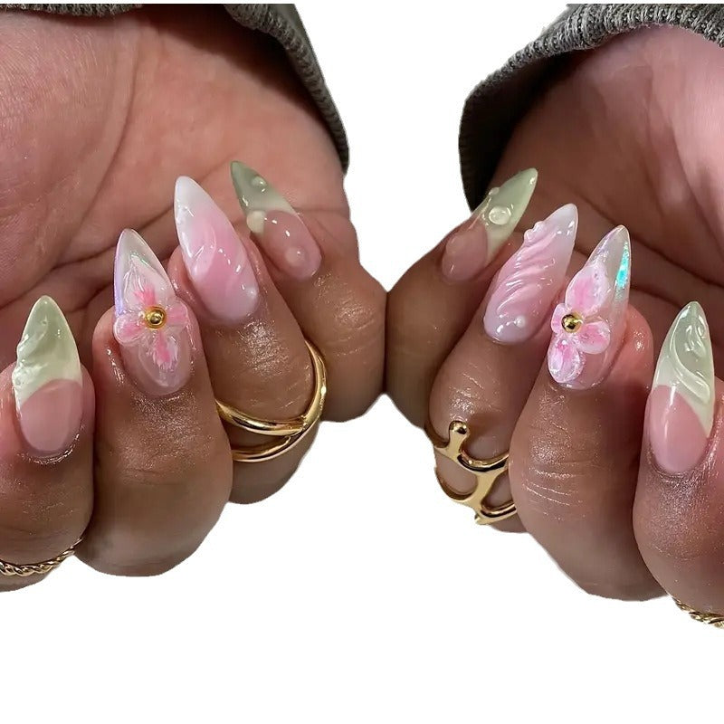 Faux ongles amovibles doux, purs, fleuris et blindés