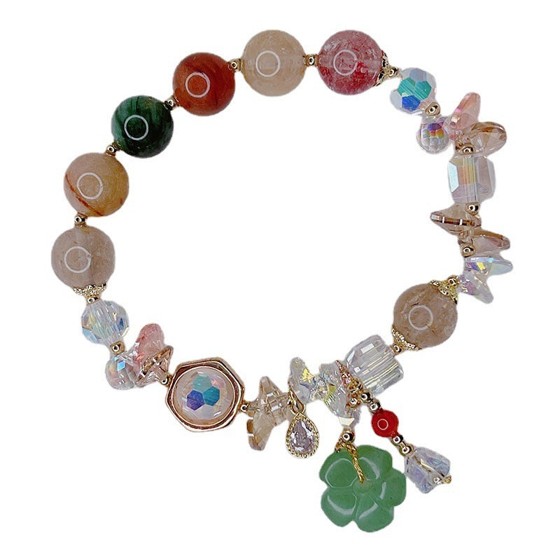 Bracelet en cristal pour cheveux colorés, rétro, ethnique, aventurine verte, pour femmes