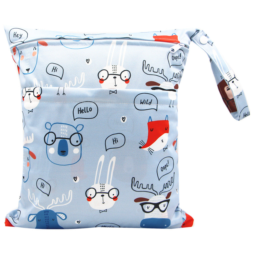 Diaper Bag 30 36cm Baby Double Zipper Printing Waterproof Diaper Bag