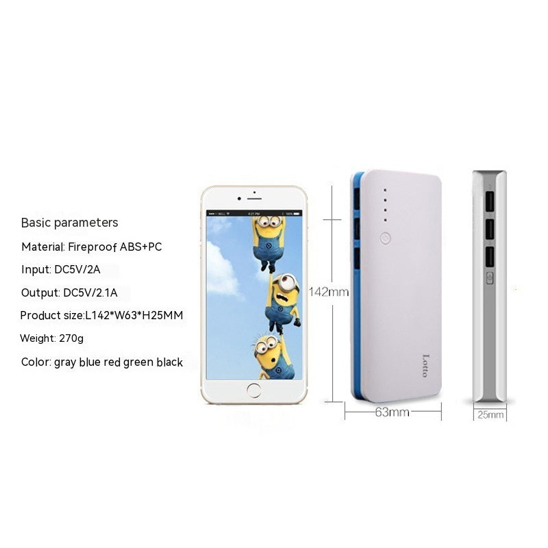 Banque d'alimentation USB universelle de grande capacité avec lumière pour téléphone portable