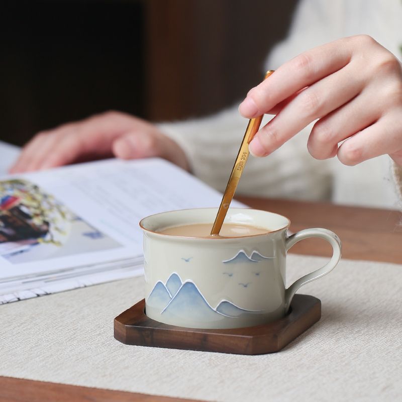 Hand Painted Landscape Coffee Cup Underglaze Household Mug