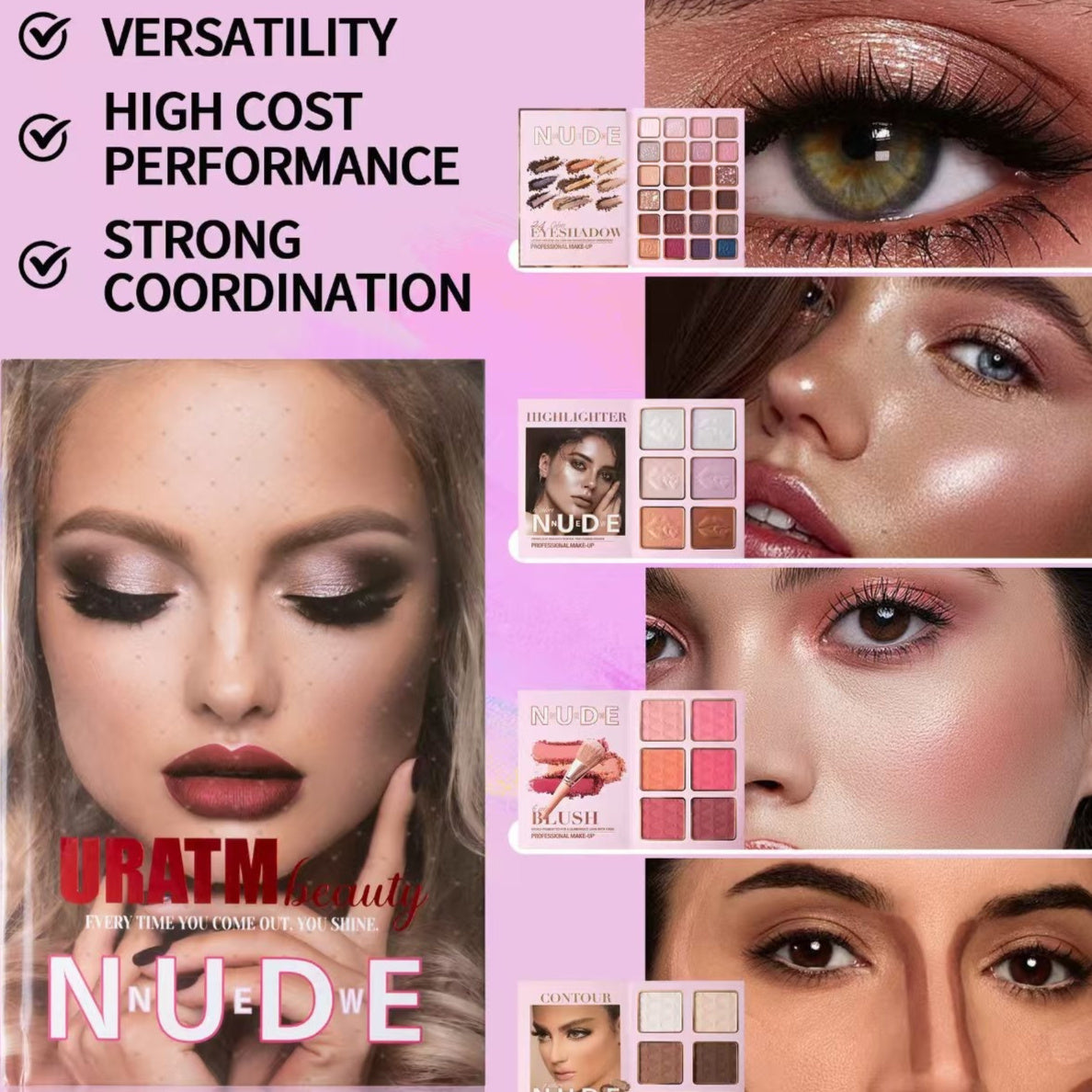 Palette de Fards à Paupières Multifonctionnels Mat Chatoyant Blush Highlighter Intégré