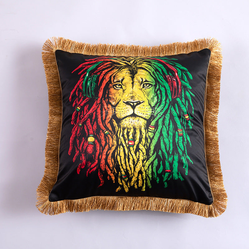 American Light Luxury Artificial Silk Home Leopard Leaf Skull Sofa Cushion