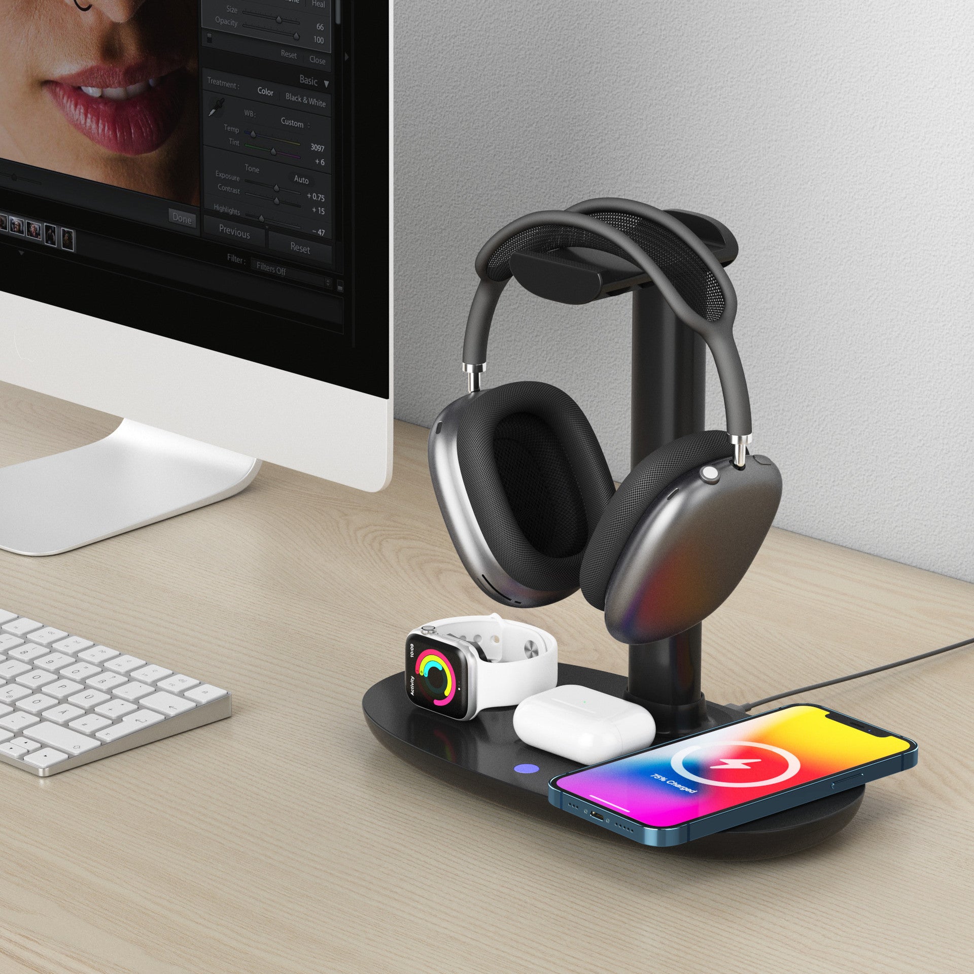 Four-in-one Wireless Charging Headset Bracket Mobile Phone Bluetooth