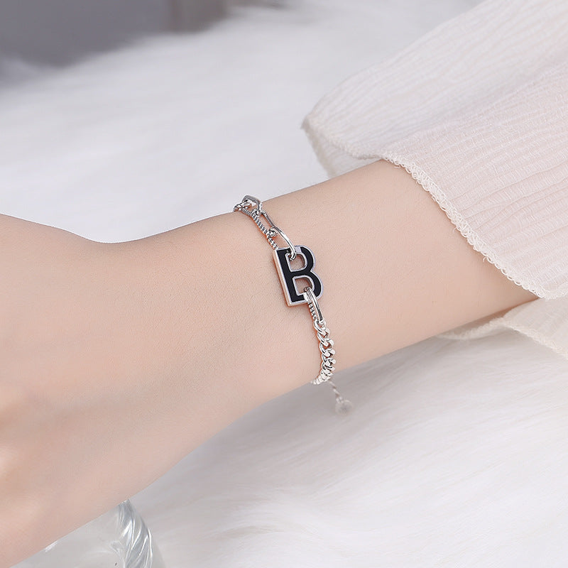 Fashion Sterling Silver Letter B Bracelet