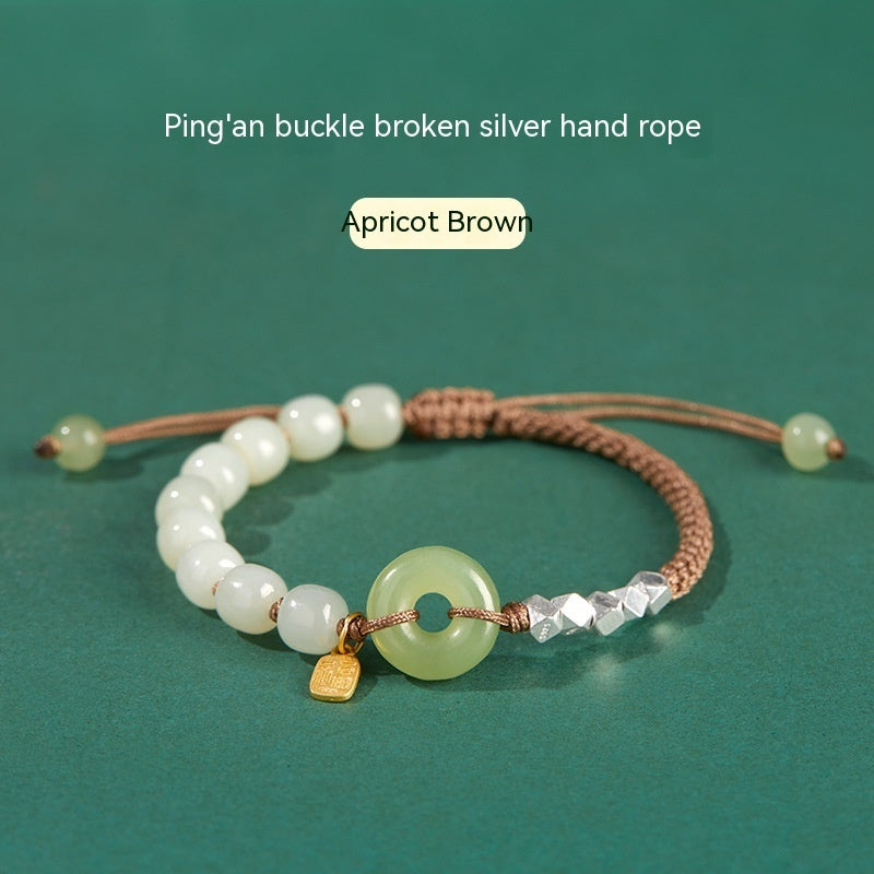 Woven Hetian Jade Safety Buckle Bracelet