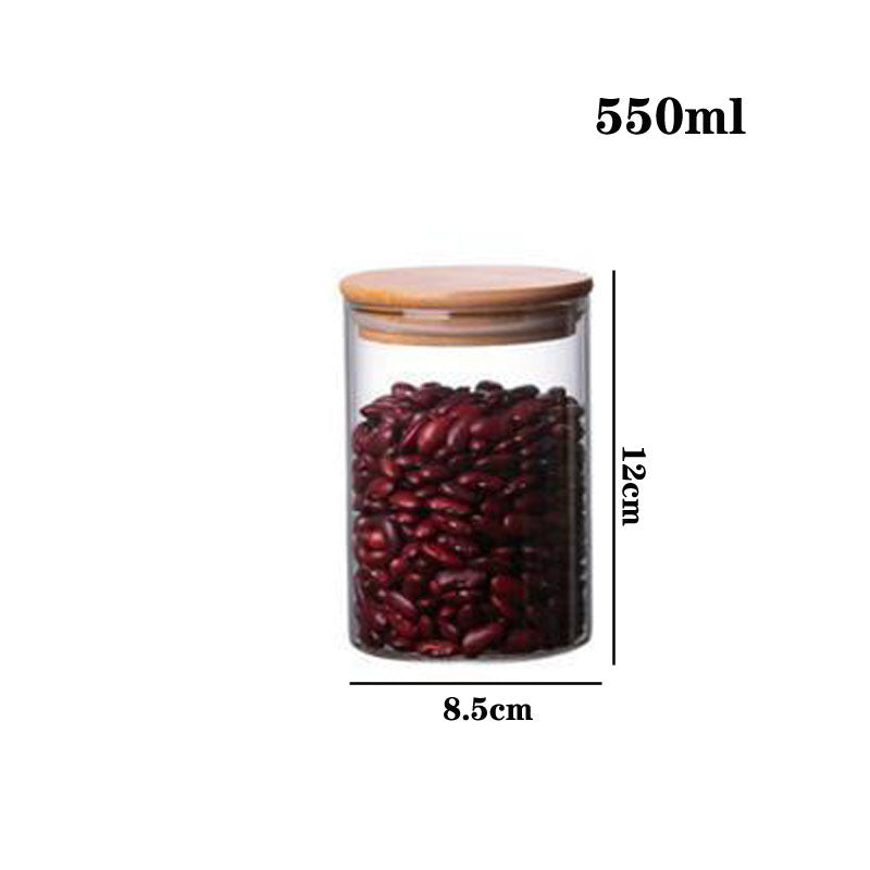 Boîtes à thé en verre à haute teneur en borosilicate, boîtes de rangement scellées, boîtes à thé transparentes, boîtes à céréales complètes, boîtes à bonbons