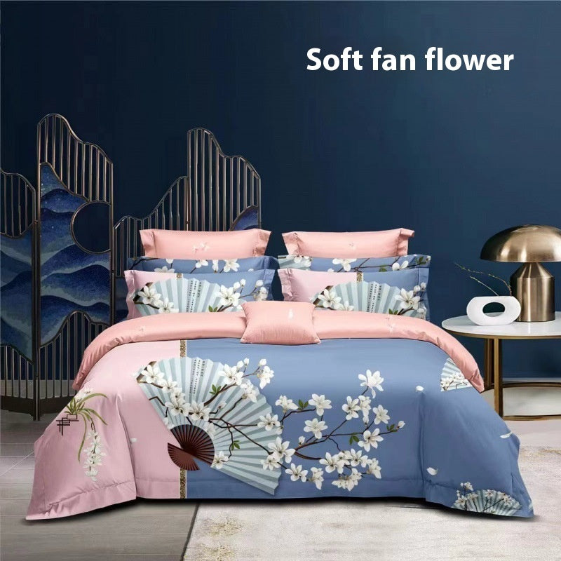 Flower Brushed Thickened Quilt Cover 4-piece Kit