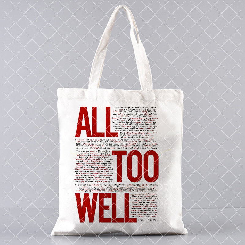 Printed Canvas One Shoulder Shopping Bag