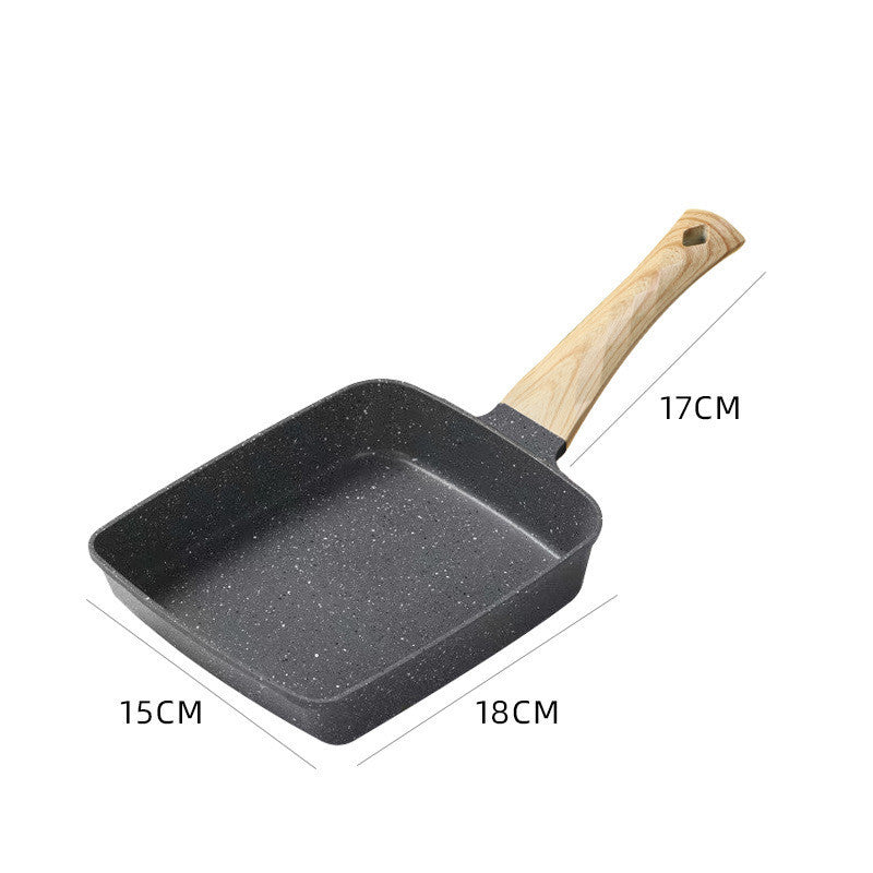 Poêle à frire carrée antiadhésive Tamagoyaki avec manche en bois