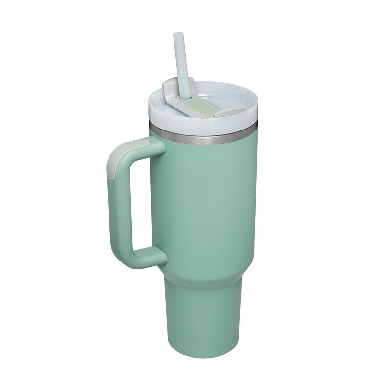Gobelet isotherme 1,2 L avec poignée et paille, en acier inoxydable, anti-déversement, tasse à café isotherme sous vide avec couvercle, mug conique, cadeaux pour la Saint-Valentin, convient pour la voiture, la salle de sport, le bureau, les voyages