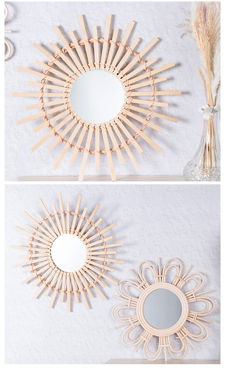 Wicker Creative Decorative Wall Makeup Mirror