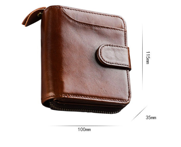 Portefeuille court en cuir pour hommes avec plusieurs fentes pour cartes