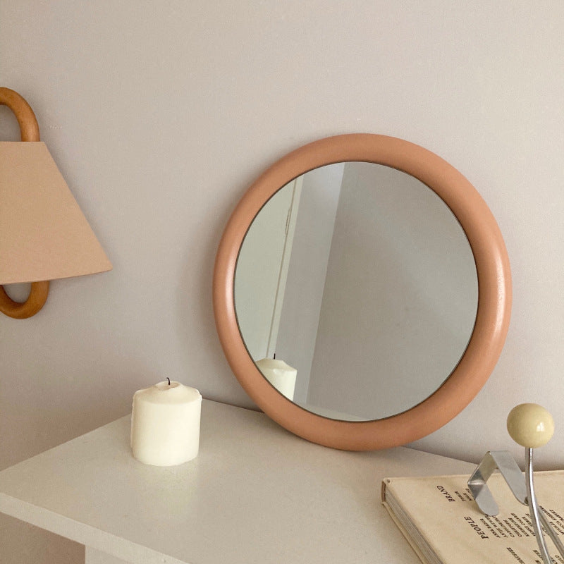 Retro Mirror Makeup Mirror Decorative Ornaments Girl Heart Wooden Ins Hanging Mirror