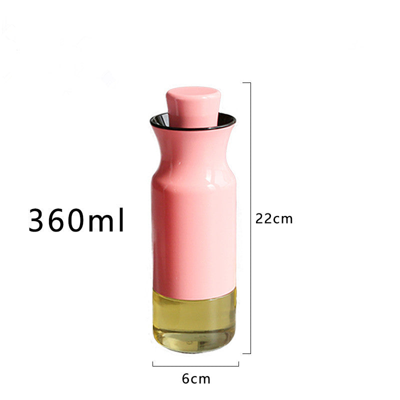Glass Oil Bottle Stainless Steel Color Kitchen Seasoning Bottle