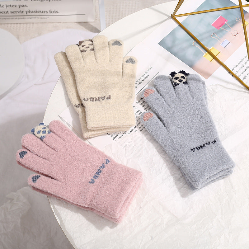 Women's Winter Touch Screen Warmth Thick Faux Wool Gloves