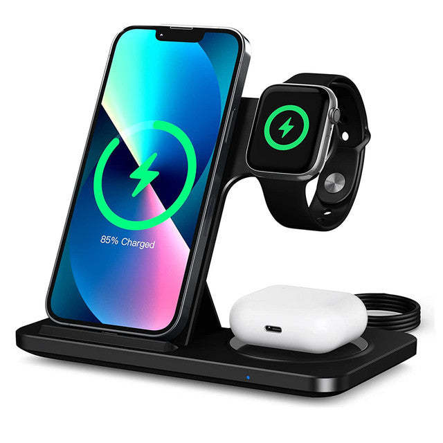 Chargeur sans fil double bobine trois-en-un