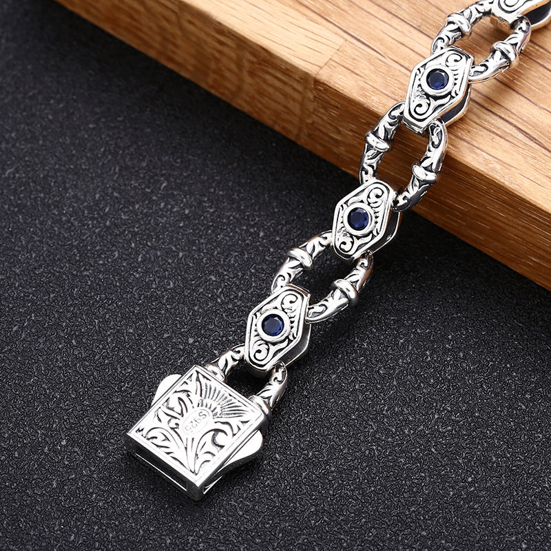 Bracelet en argent sterling 925 avec motif en relief pour homme