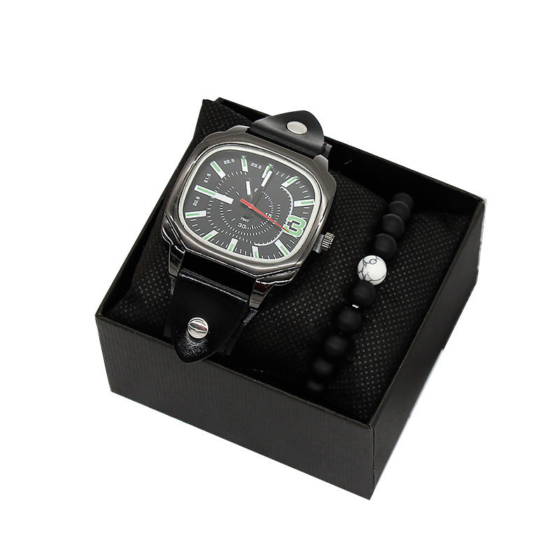 Ensemble Bracelet et Ceinture Homme Montre à Quartz Tendance