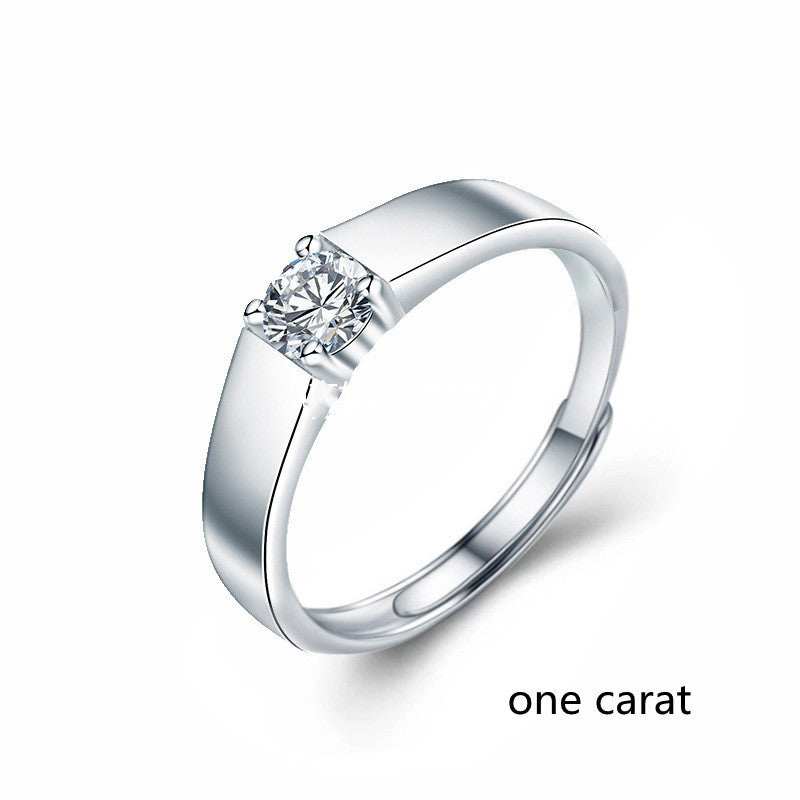 Bague pour homme en or blanc et moissanite en argent sterling