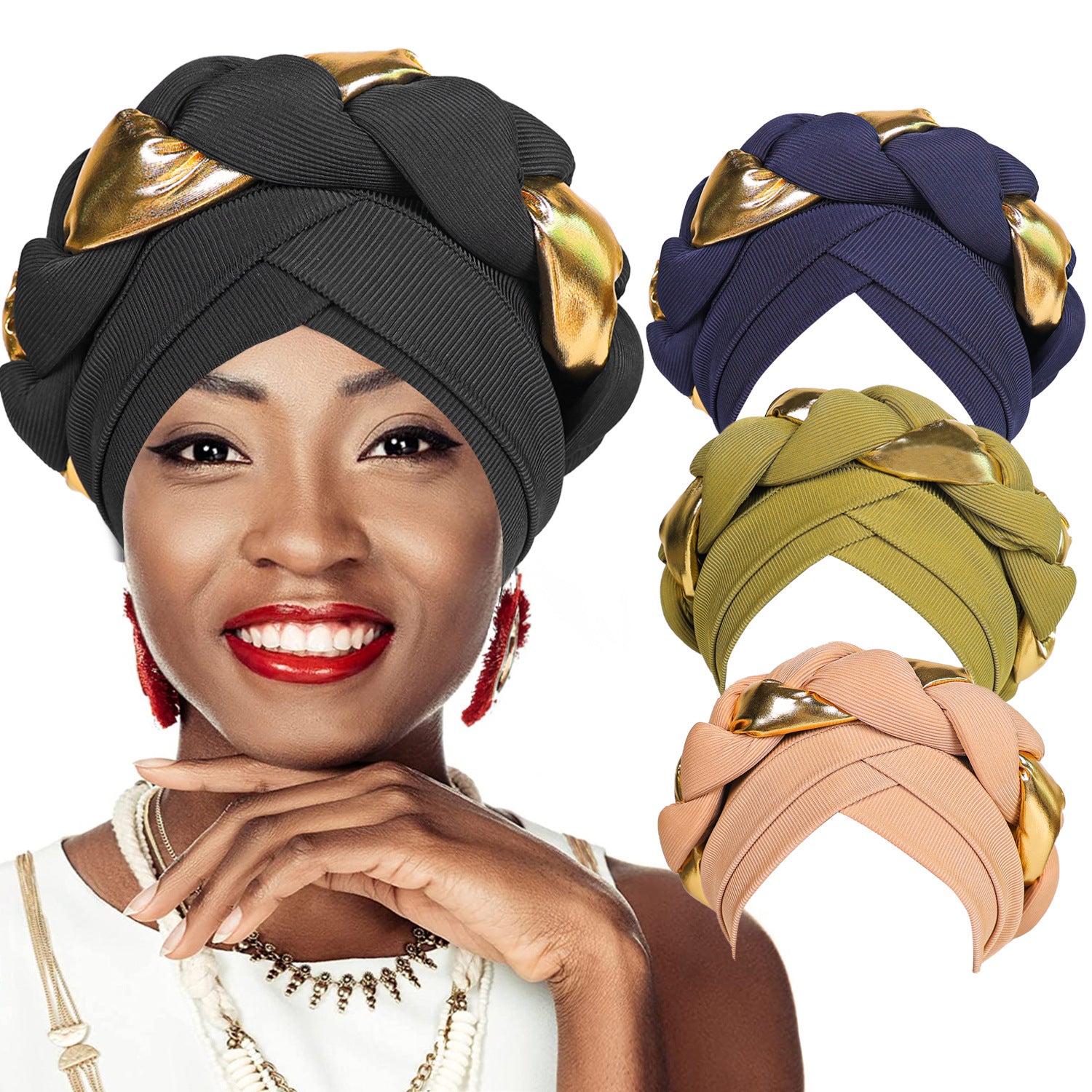 Chapeau tressé croisé sur le front, style européen et américain.