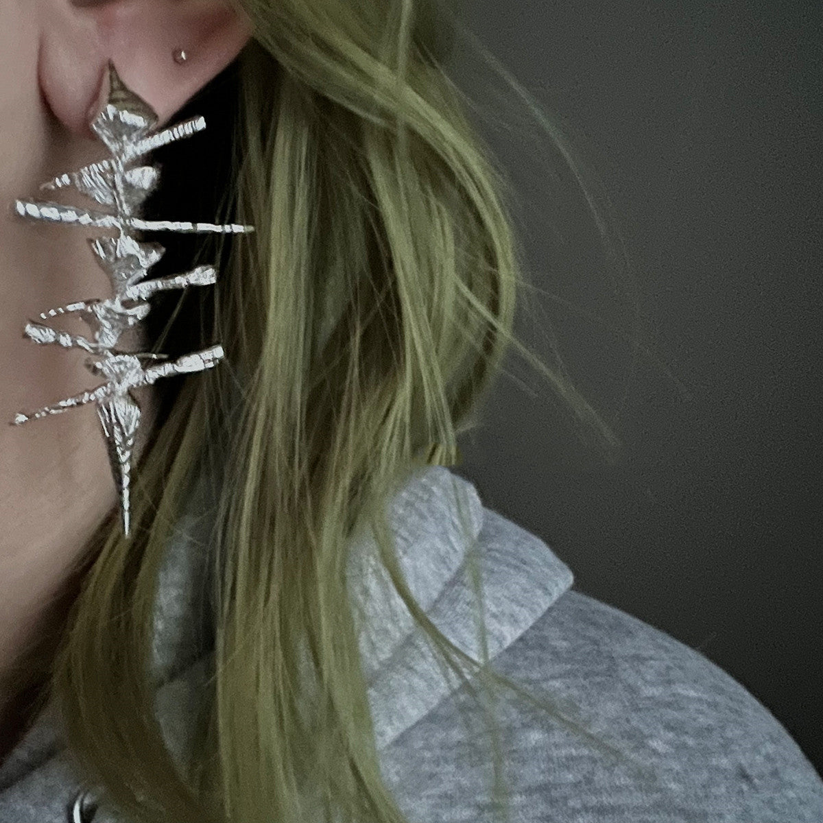 Texture Design Punk Heavy Metal Exaggerated Earrings
