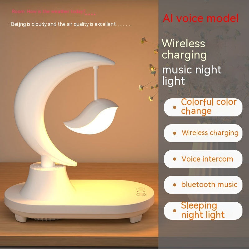Bluetooth Speaker Bedside Seven-color Atmosphere Small Night Lamp Wireless Charging