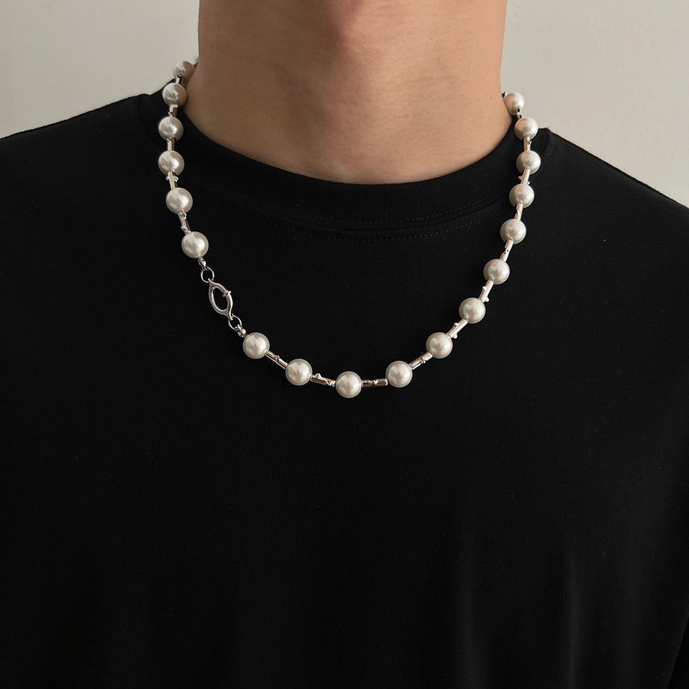 Collier à maillons hip-hop femme avec perles