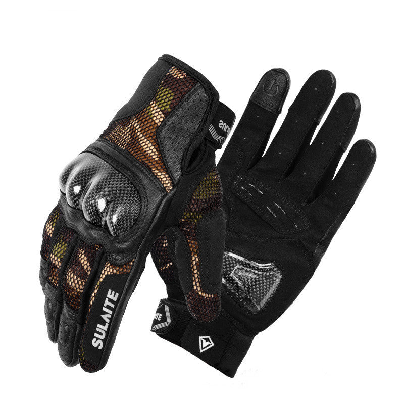 Gants de moto respirants anti-chute en fibre de carbone