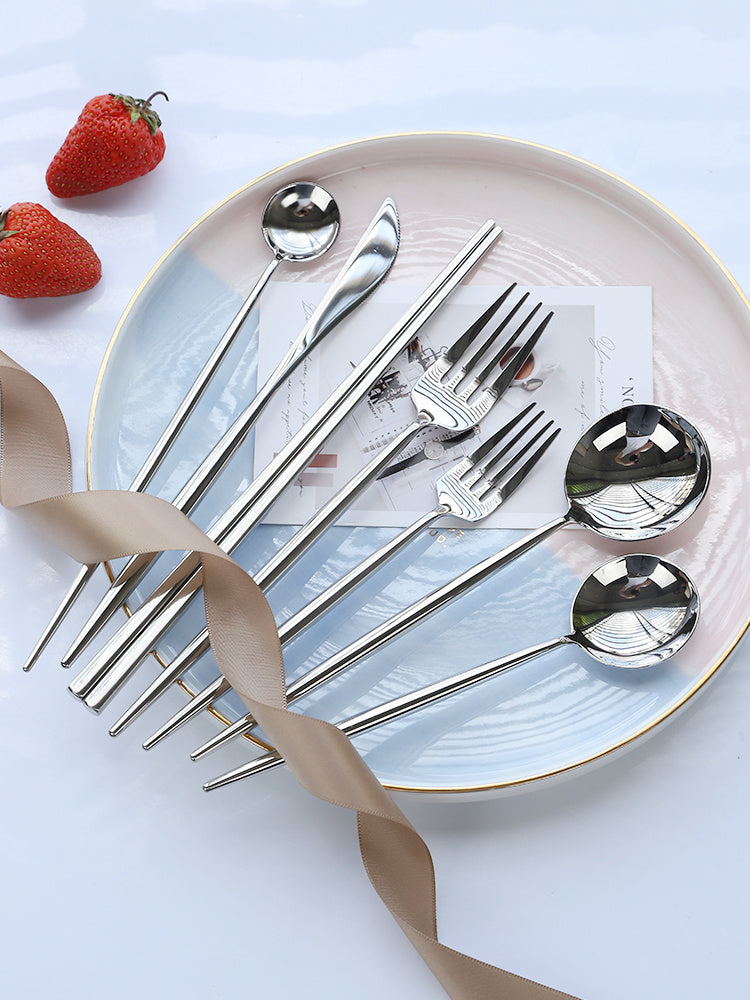 Nordic Style 304 Stainless Steel Western Food Knife Spoon Chopsticks Four-piece Set