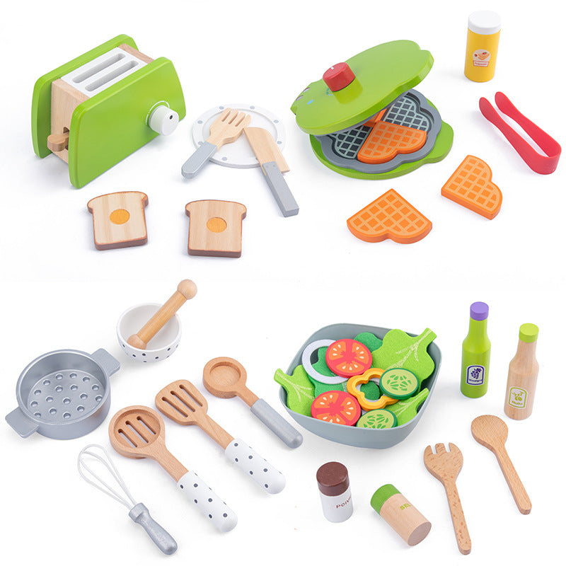 Children's Fruit And Vegetable Toy Set Play House Wooden Fruit And Vegetable Model Salad Tableware