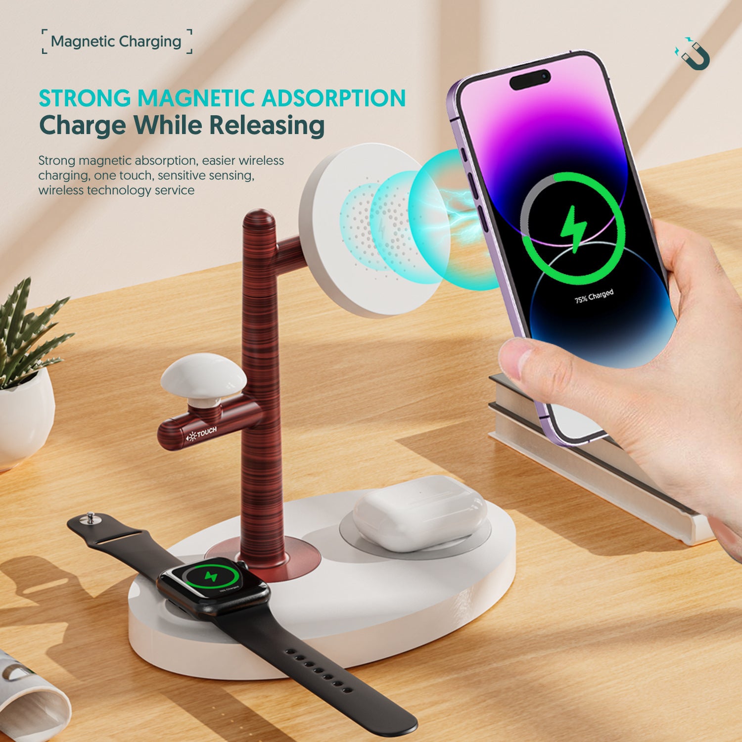 Three in one wireless charger magnet