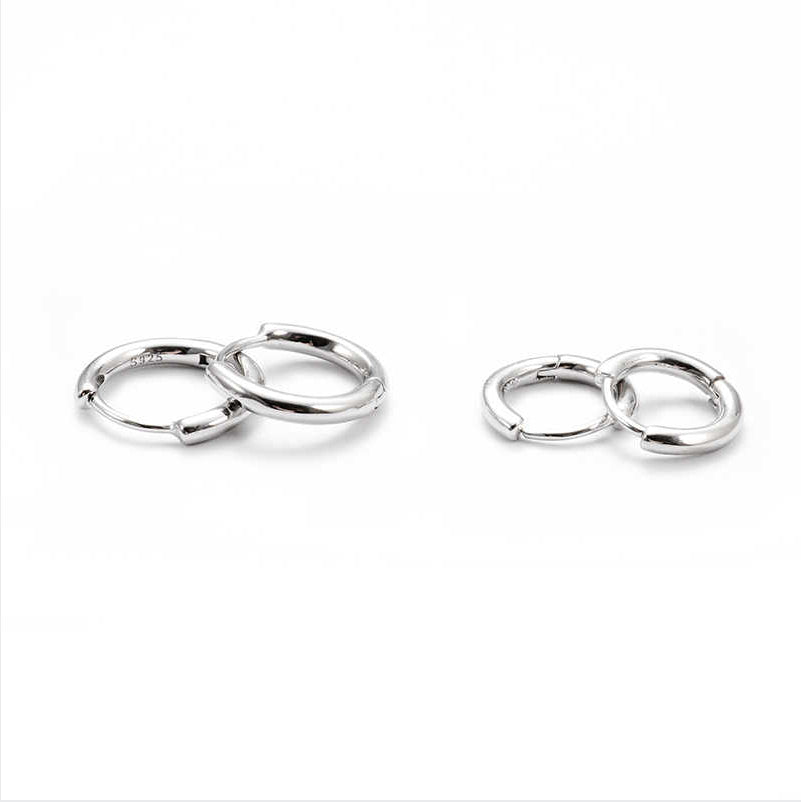 Sterling Silver Simple Earrings For Men And Women