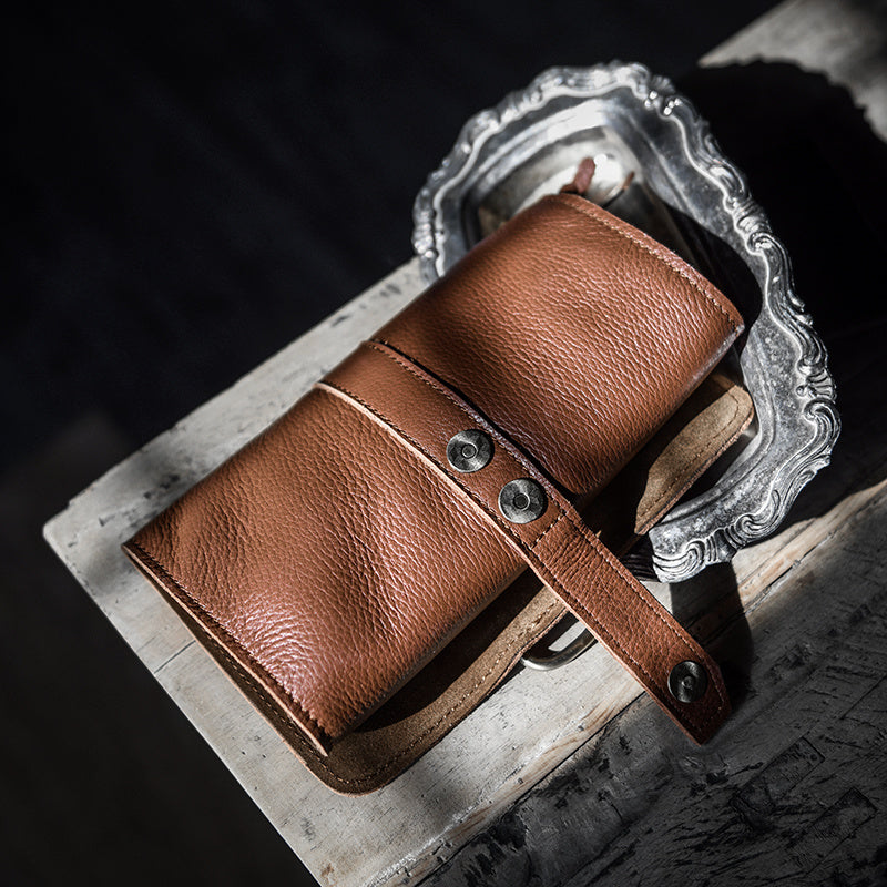 Portefeuille vintage pratique en cuir fait main