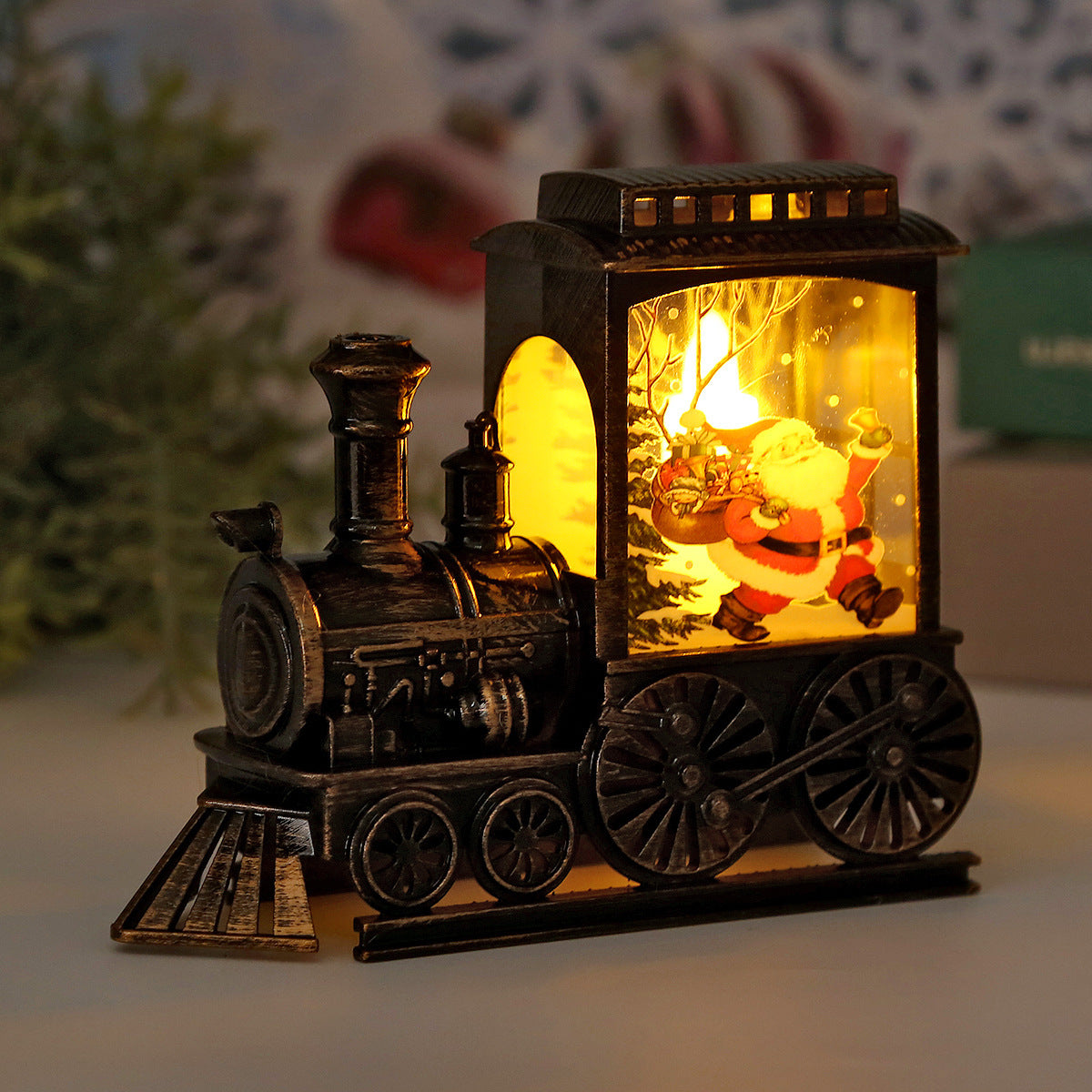 Veilleuses lumineuses en plastique sur le thème du train rétro avec LED de Noël