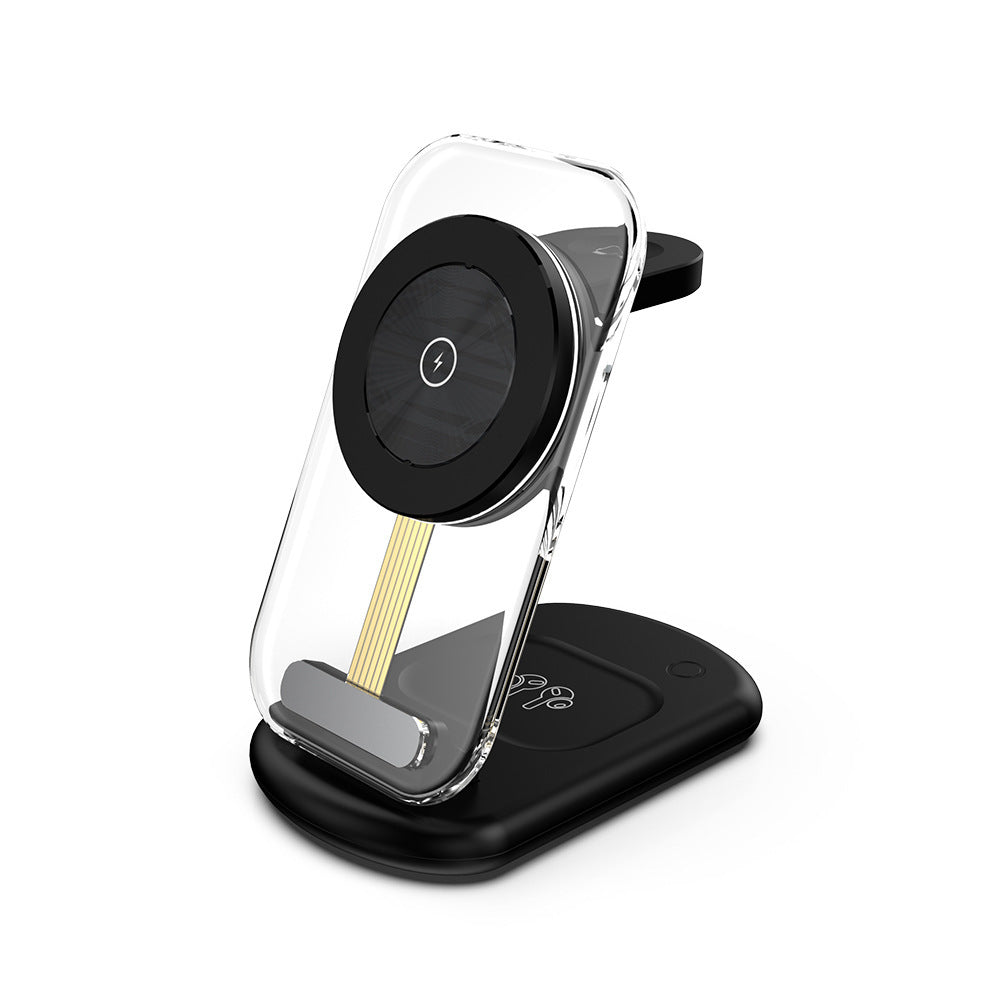 Chargeur sans fil magnétique transparent pliable trois-en-un