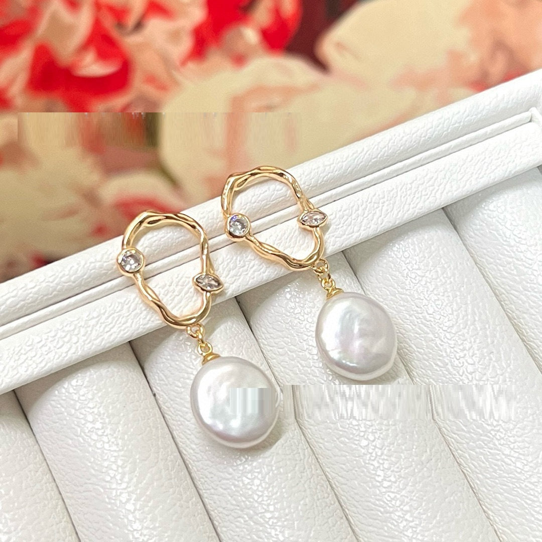 Fashion Simple Freshwater Pearl Vintage Ring Earrings For Women