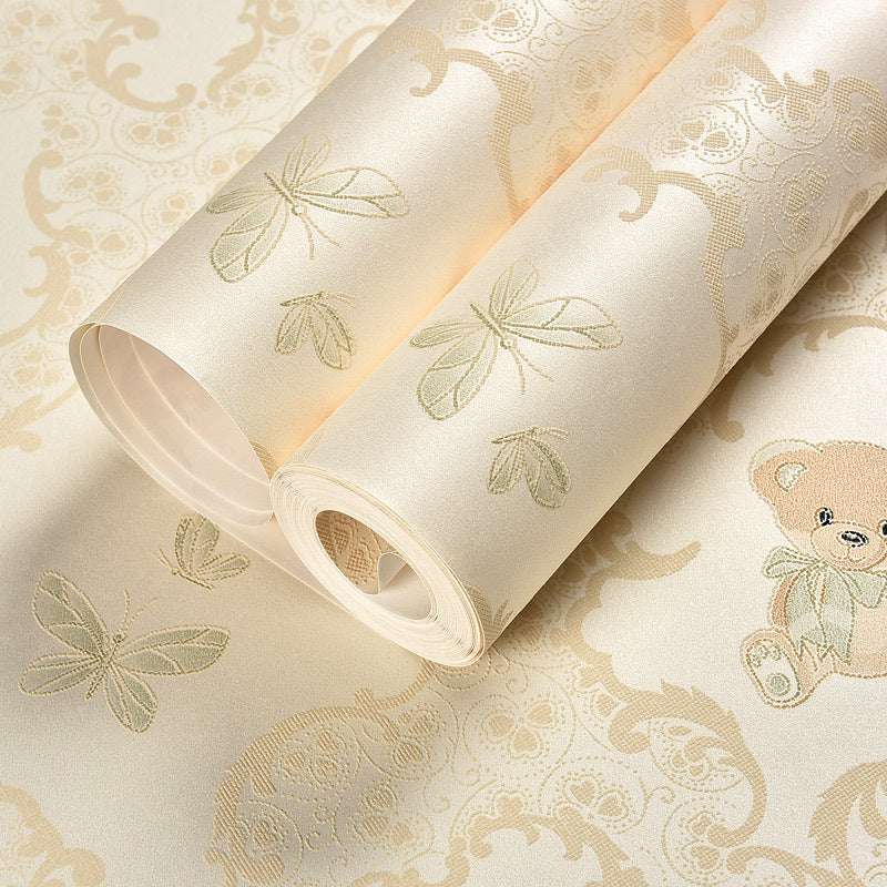 Cartoon Bear Wallpaper Cozy Bedroom Background Self-adhesive Sticker