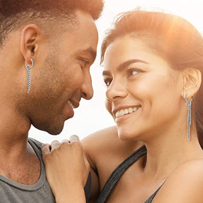 Stainless Steel Chain Simple Long Stud Earrings
