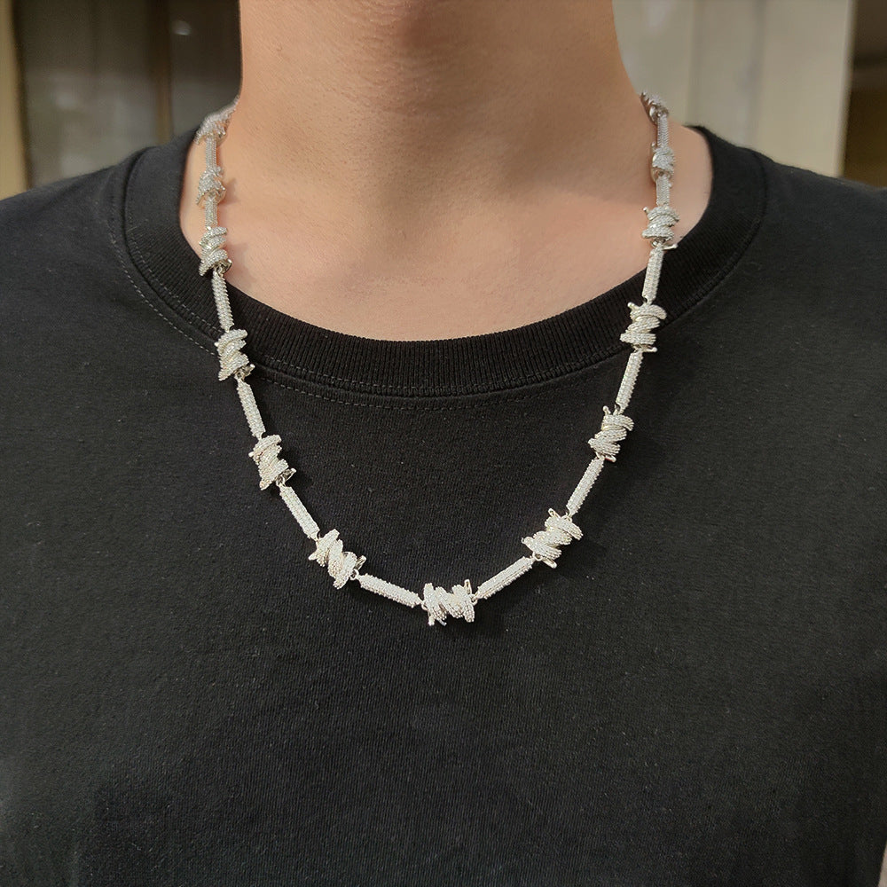 European And American Thorns Personality Cuban Chain Full Of Zircon