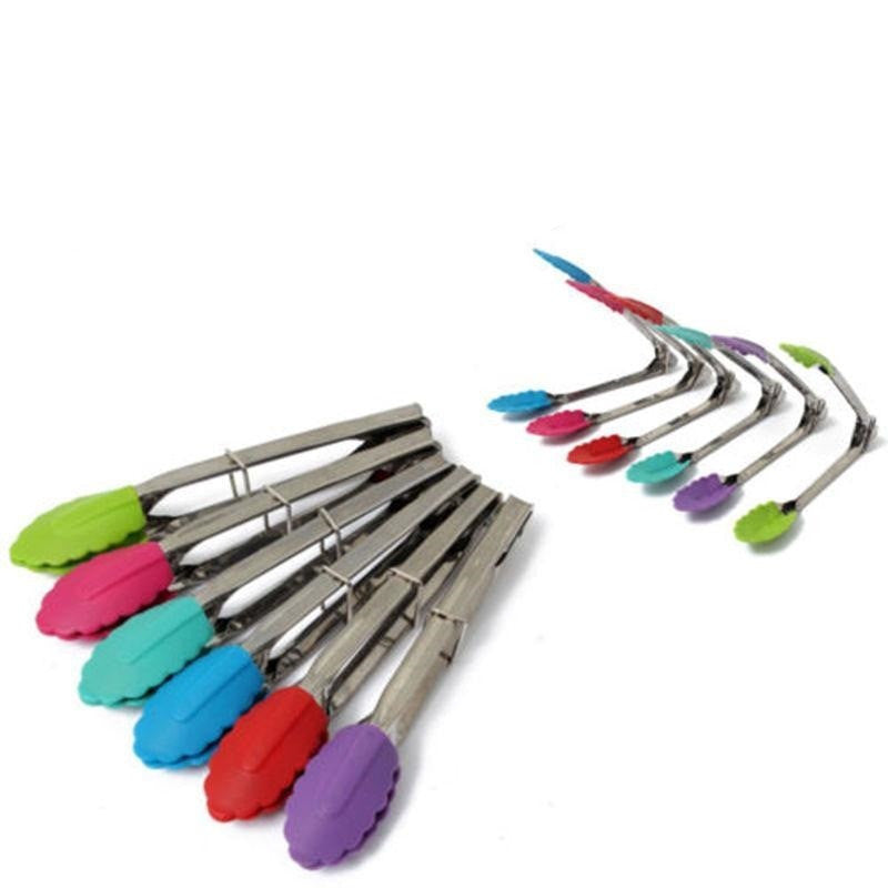 Ustensiles de cuisine en silicone pour salade et barbecue, pince en inox
