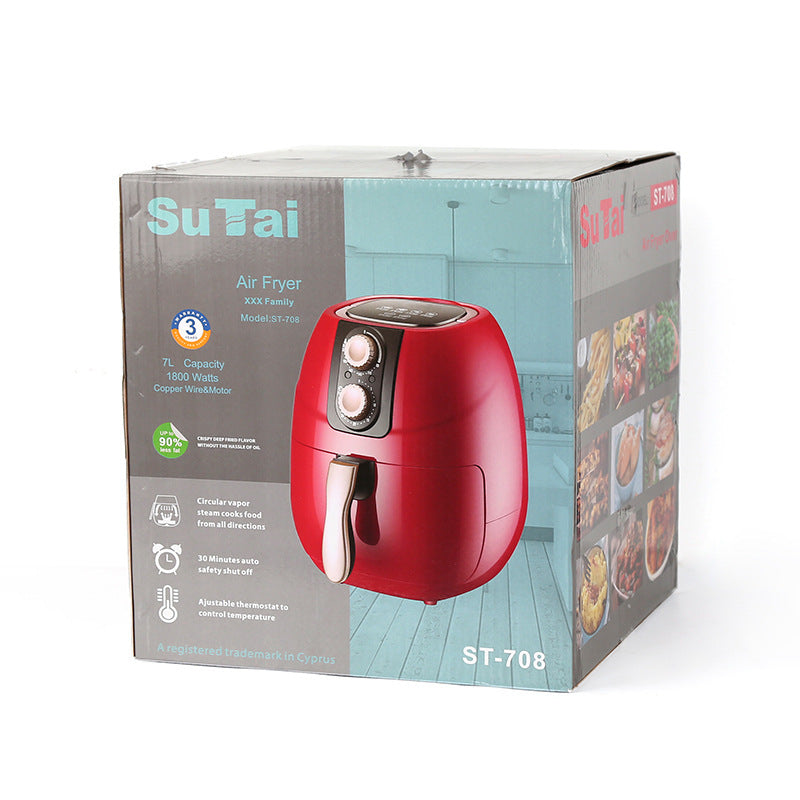 Friteuse intelligente à air chaud avec prise européenne standard, noire et rouge